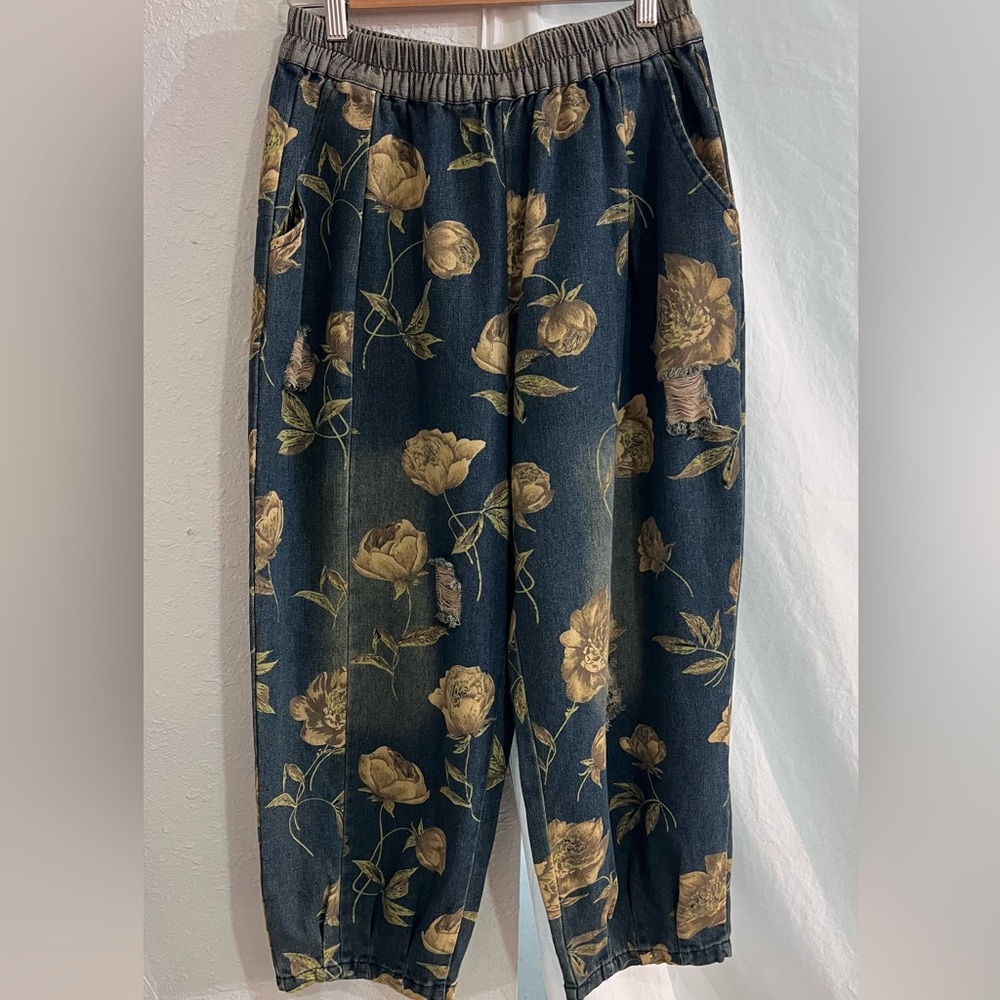 Floral Patterned Jeans